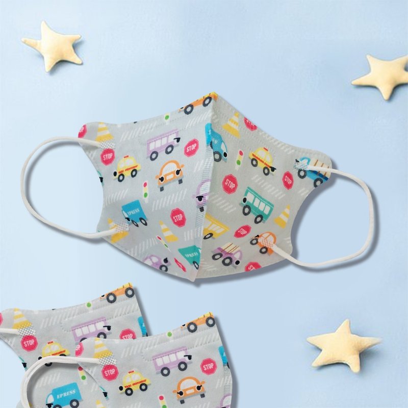 天心/医疗口罩/2~4岁/幼童立体30入/卡通车车/车车 - 口罩 - 其他材质 白色