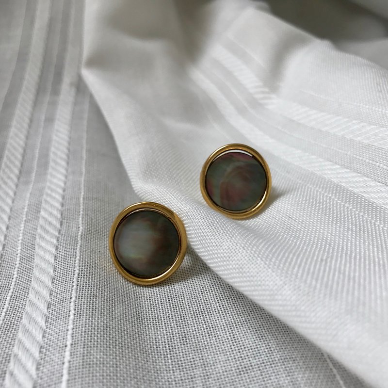 珍珠&珍珠母贝系列-捡贝壳的少女 - 耳环/耳夹 - 其他金属 