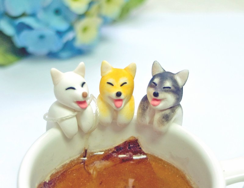 全手作 柴犬杯缘子 黑柴 柴柴茶包架 - 摆饰 - 粘土 橘色