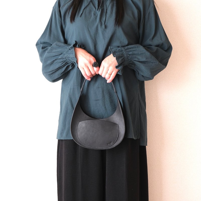 天然皮革 双用包 手提/肩背包 【meshell 2】 - 侧背包/斜挎包 - 真皮 黑色