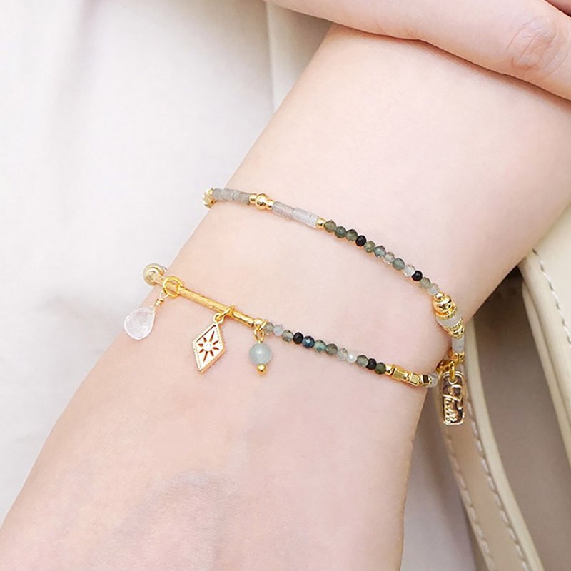 人缘 x 彩色碧玺 石榴石 月光石 拉长石 蓝【克林姆的吻】手链 - 手链/手环 - 宝石 