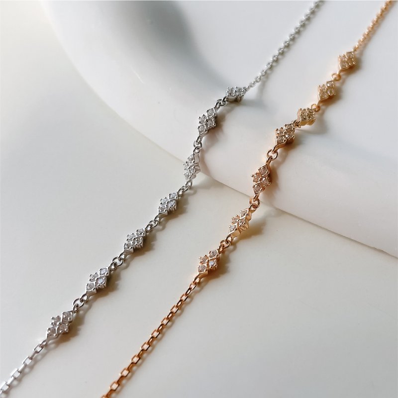 菱格窗花【 窗外暮景 】s925纯银手链 || 独家开版 - 手链/手环 - 纯银 银色