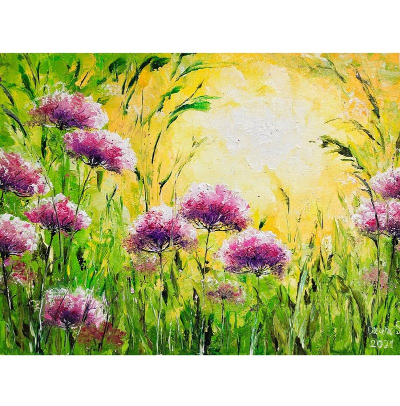 Wildflowers Painting Floral Original Art 30x40/ 12x16 inch by Oksana Stepanova - 海报/装饰画/版画 - 棉．麻 多色