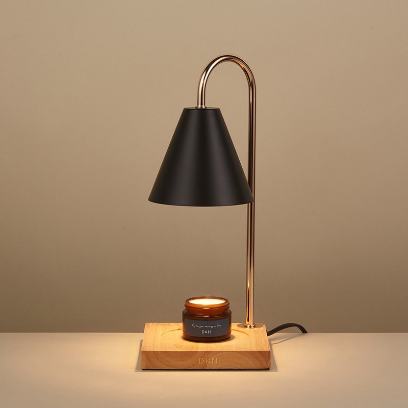 【赠精油蜡烛50g】D&M 香氛蜡烛融蜡灯 曜石黑 - 蜡烛/烛台 - 其他金属 黑色