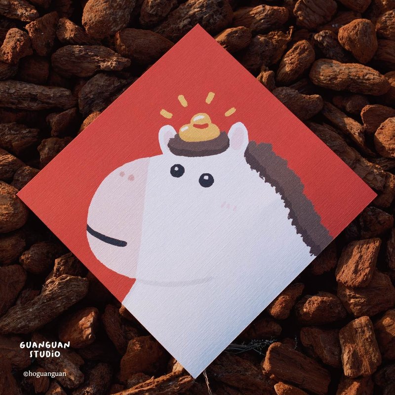 只有马-马年春联 方斗 2026 新年 马年 Happy New Year 台湾 - 红包/春联 - 纸 红色