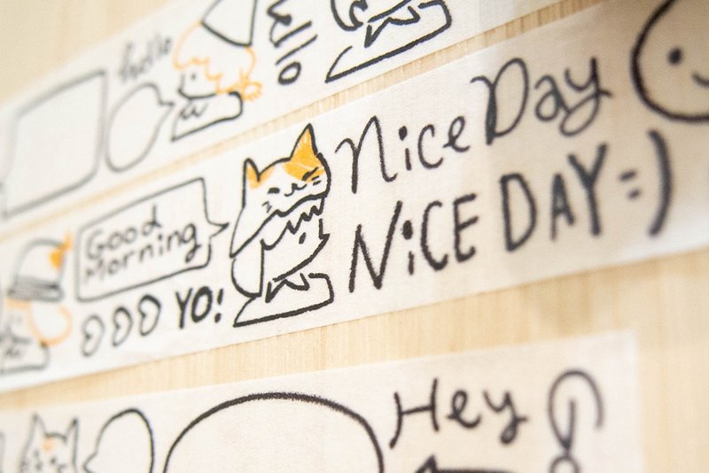 hello! 对话系 - 3cm 纸胶带 (长10m /白墨) - 纸胶带 - 纸 白色