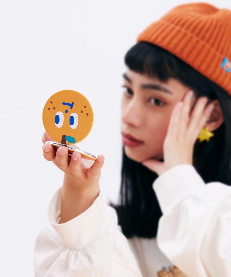 桔利同学  双面折叠小圆镜 - 彩妆刷具/镜子/梳子 - 其他金属 橘色