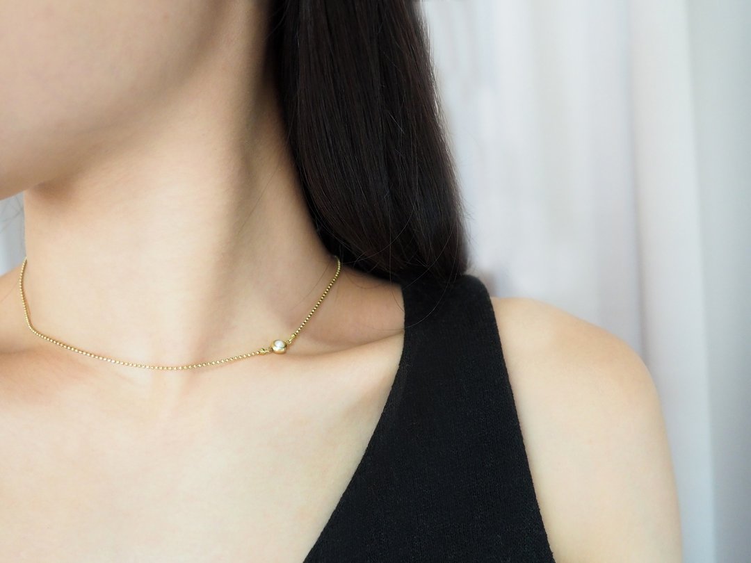 少年- 侧项链 Teenage necklace (side) - 项链 - 珍珠 金色