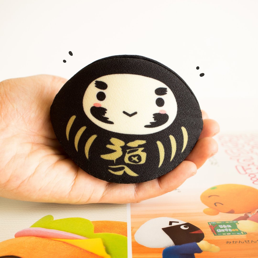 Black daruma coin purse. Success in Business ventures (good for entrepreneurs). - 零钱包 - 棉 黑色