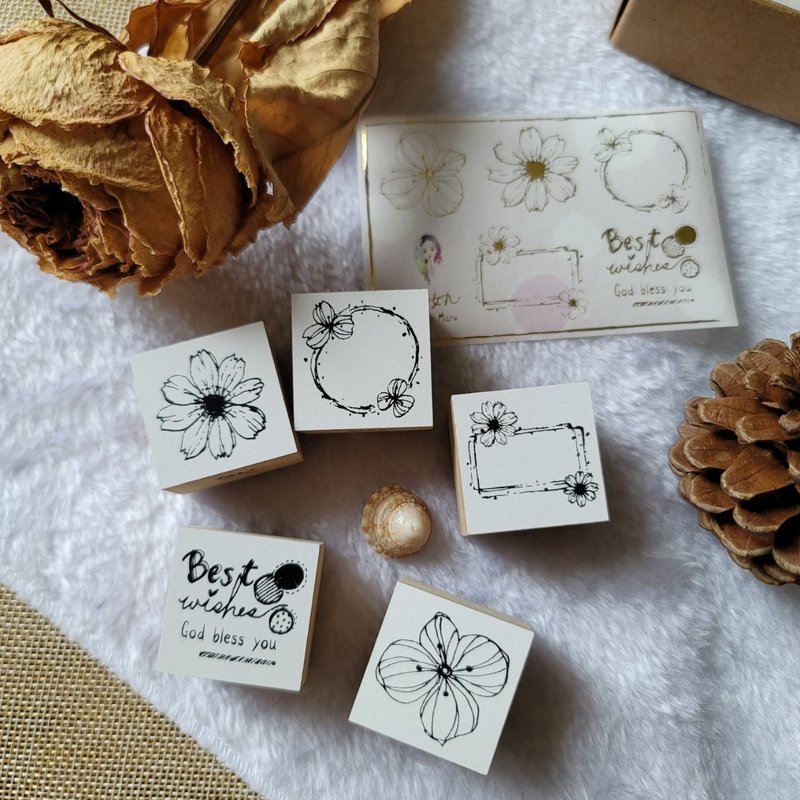 花花套章(5颗) - 印章/印台 - 木头 