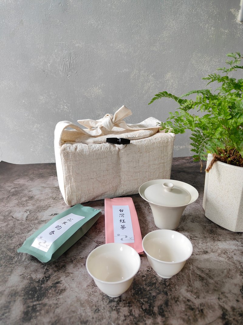 纯白 提包收纳盖碗 花末昀香礼 - 茶 - 纸 白色