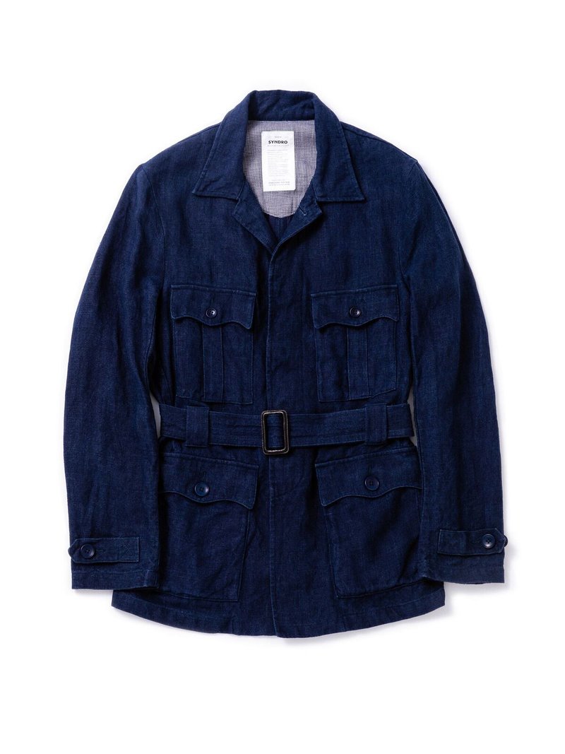 "COUNTRYMAN" SAFARI JACKET - LINEN CANVAS - 男装外套 - 棉．麻 蓝色