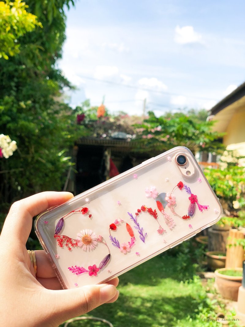 訂製 壓花字母 手機殼  Customized Initial Name Pressed Flower Phone Cover - 手机壳/手机套 - 植物．花 多色