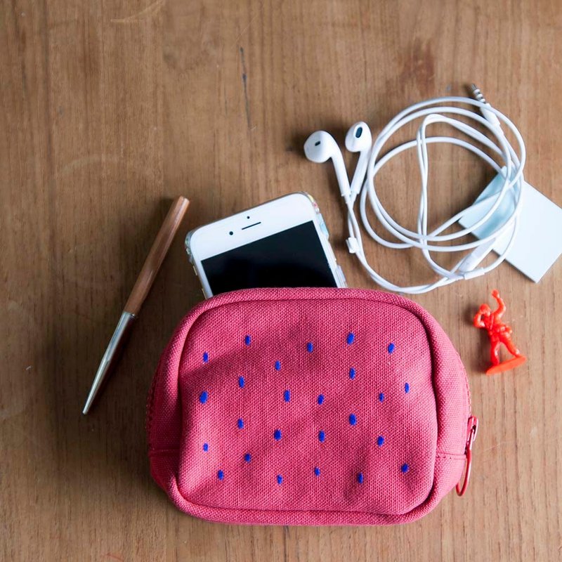 蘑菇Mogu / 帆布零钱包/ 局部（西瓜红） - 零钱包 - 棉．麻 红色