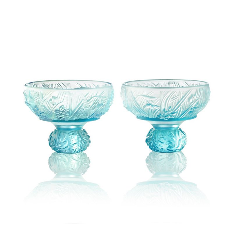 LIULI LIVING 四季君子饮 兰君子 琉璃对杯 - 酒杯/酒器 - 琉璃 