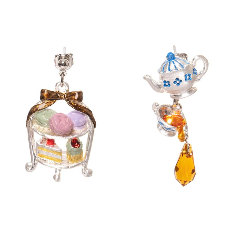 下午茶耳针下午茶 PA571 - 耳环/耳夹 - 其他金属 蓝色