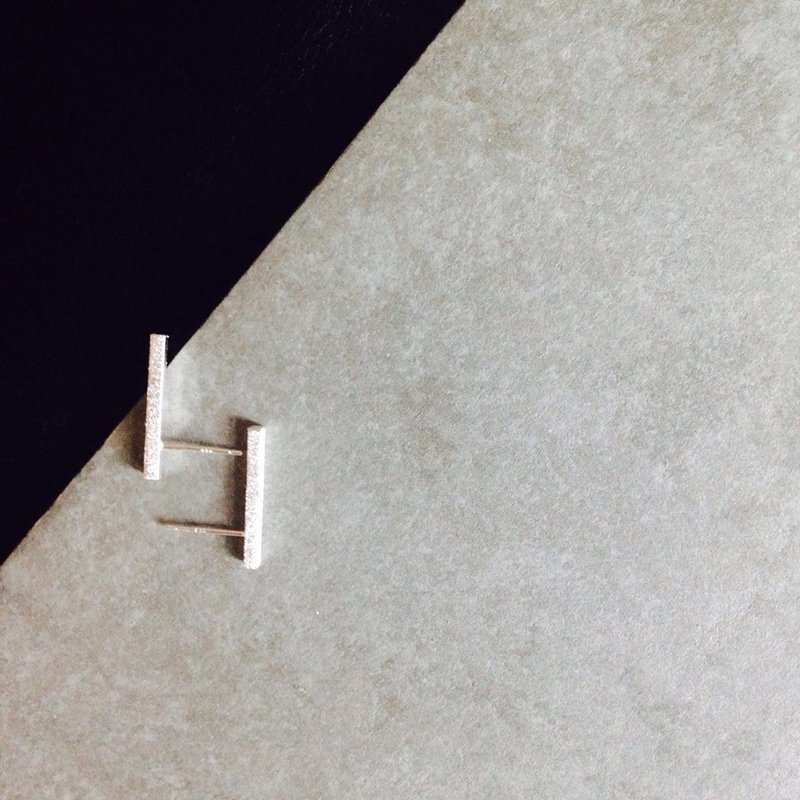 极简主义 方柱 925纯银耳环_单只贩售 - 耳环/耳夹 - 其他金属 银色