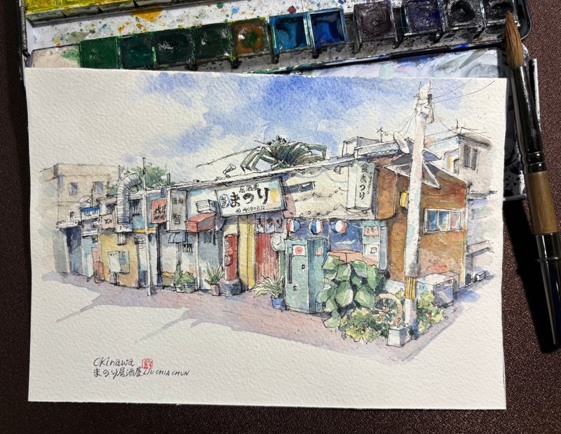 冲绳居酒屋/手绘原创淡彩画 - 摆饰 - 纸 