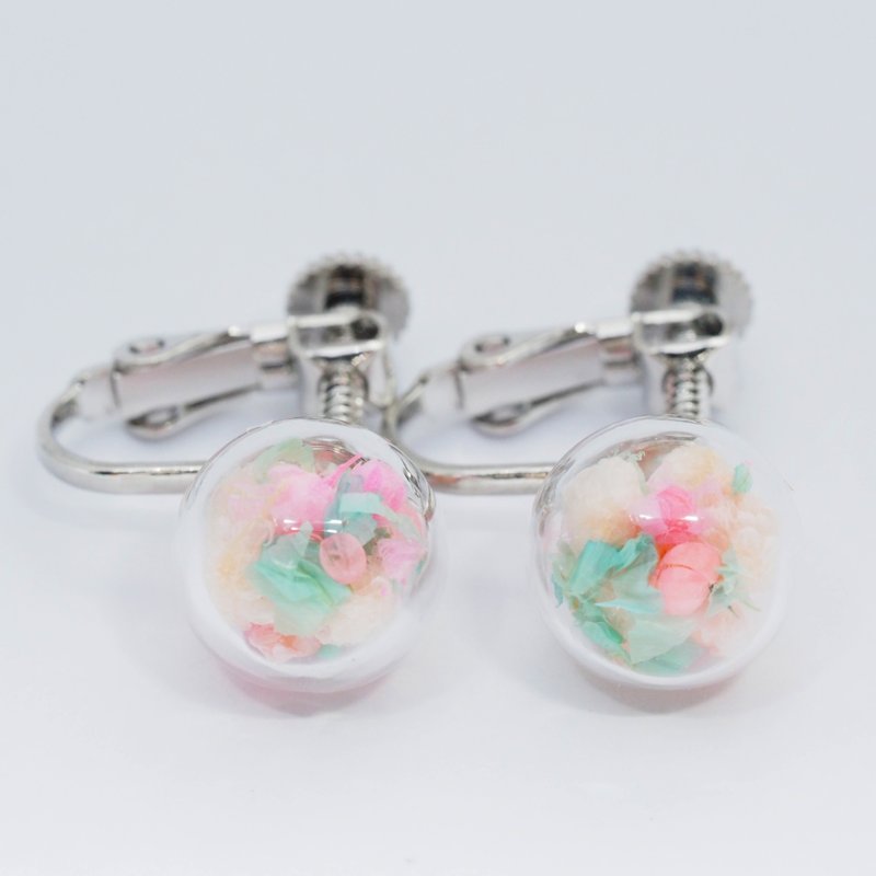 爱家作- OMYWAY DIY 干花  玻璃球 耳针 耳环 耳勾 垂挂 耳夹  1cm - 耳环/耳夹 - 玻璃 蓝色