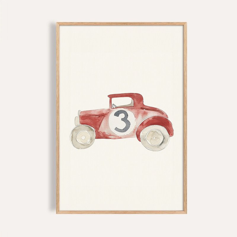 复古红色3号车 Red No.3 Racer / 童话系列二联画 / 挂画 海报 - 海报/装饰画/版画 - 纸 