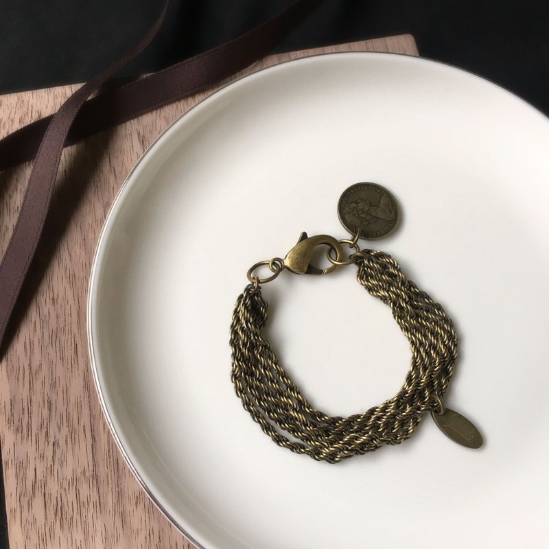 SAMEDi - 真钱币麻花手链 - 古铜 - 手链/手环 - 其他金属 咖啡色