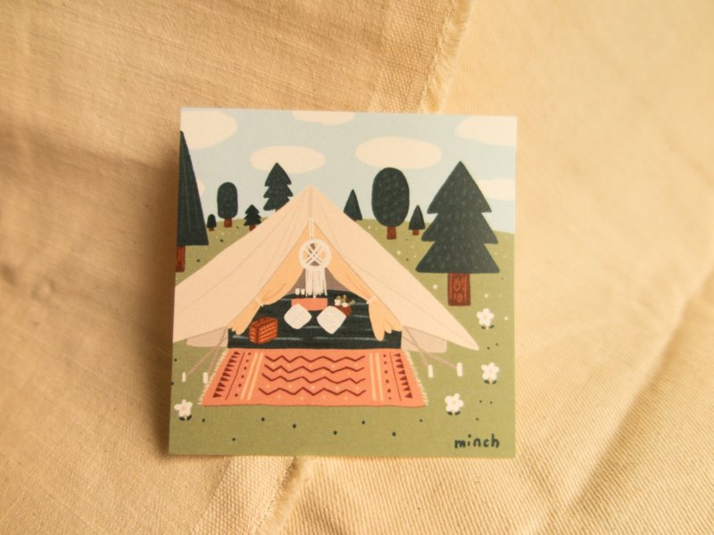 豪华露营正方明信片 - 卡片/明信片 - 纸 橘色