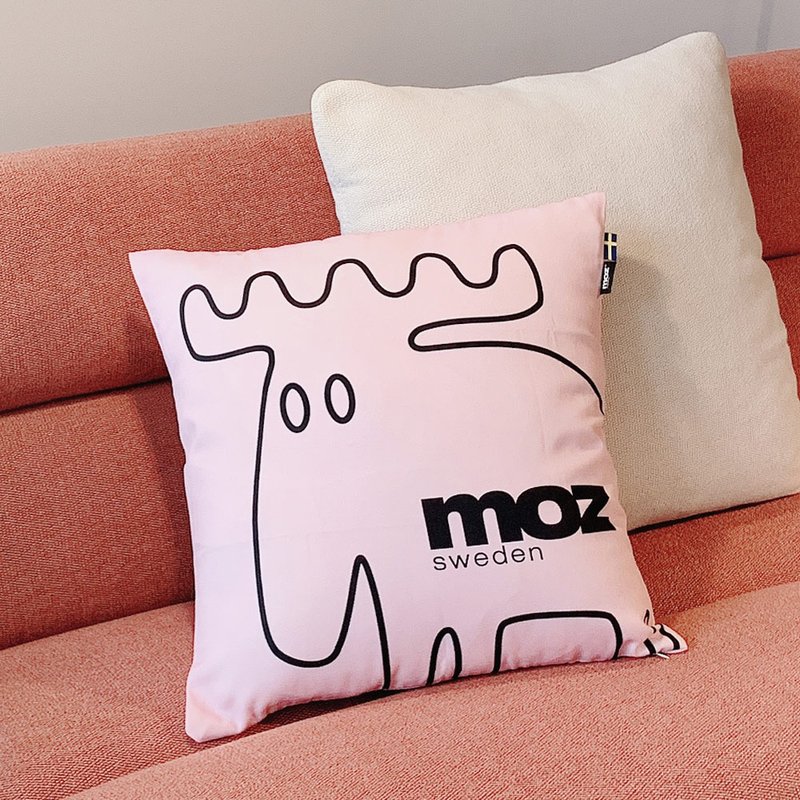 moz瑞典 北欧风双面抱枕套(原创线条-可爱粉)45cm - 枕头/抱枕 - 聚酯纤维 粉红色