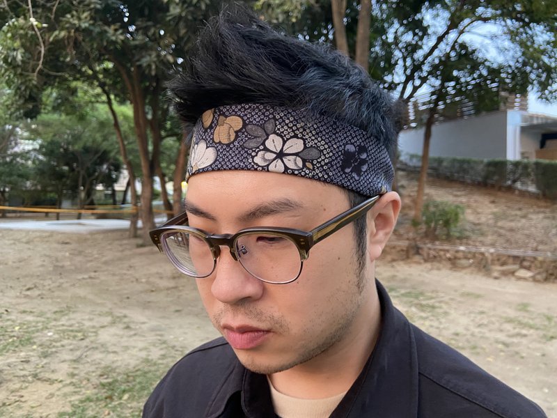 男生头带 / 男生发带 / 日本奶奶的靠垫 / 情侣款 / 一片式发带 - 发带/发箍 - 棉．麻 黑色