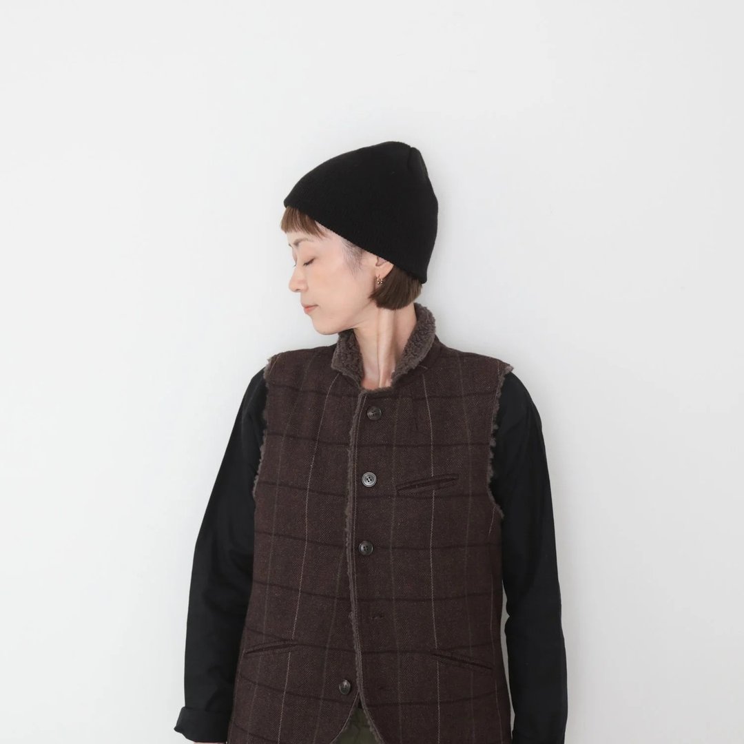 简约针织帽 Knit Cap Pita 黑/灰 - 帽子 - 压克力 黑色