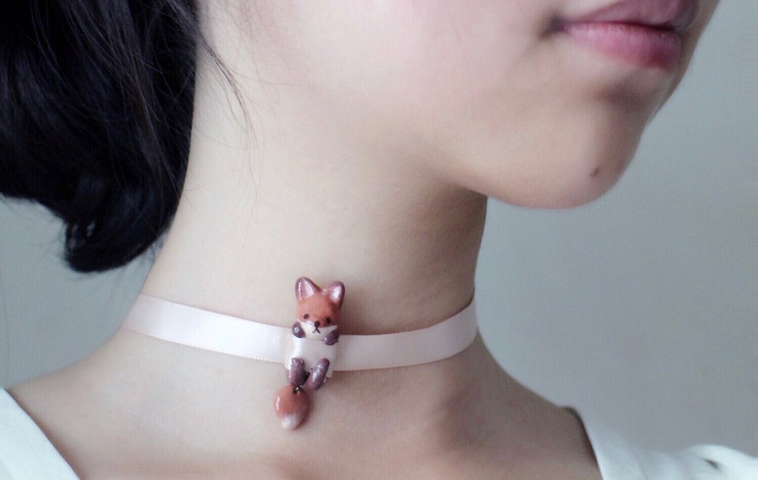 小狐狸  Choker  项链   购满400有神秘礼品哦 - 颈链 - 粘土 粉红色