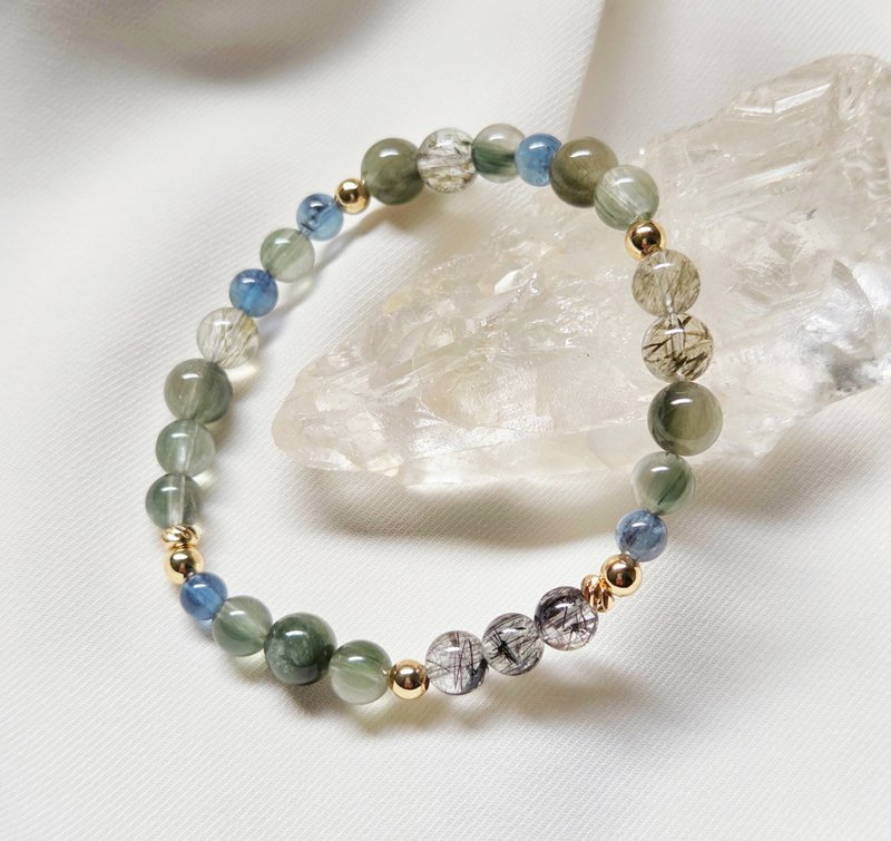 Sharlie/绿发晶 黑发晶 绿碧发/事业招财 能量守护 水晶手链 - 手链/手环 - 宝石 绿色