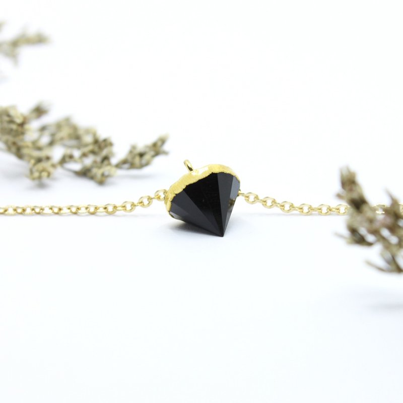 3:am 物语 － 黑曜石 铜颈链 Obsidian Brass Necklace - 项链 - 宝石 黑色