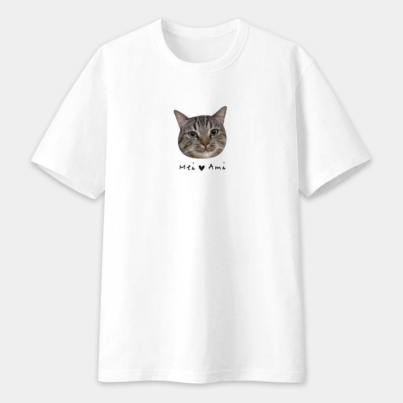 【定制化礼物】宠物照片 可定制化文字 中性短袖T恤 PU019 - 女装 T 恤 - 棉．麻 白色