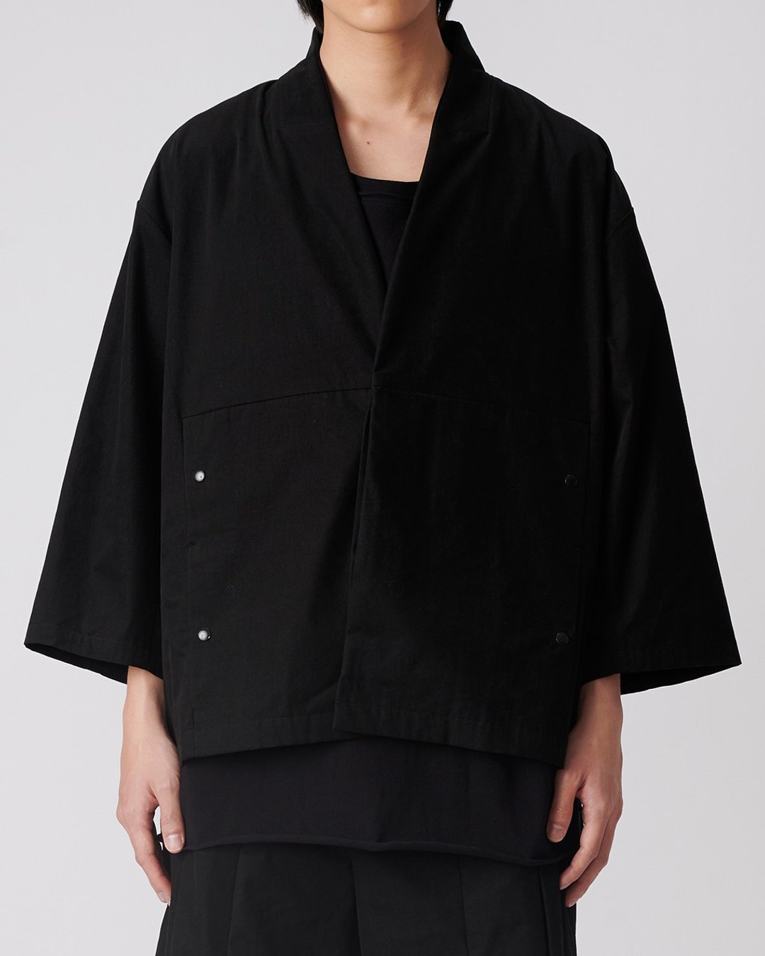 No Collar Jacket - 男装外套 - 棉．麻 黑色