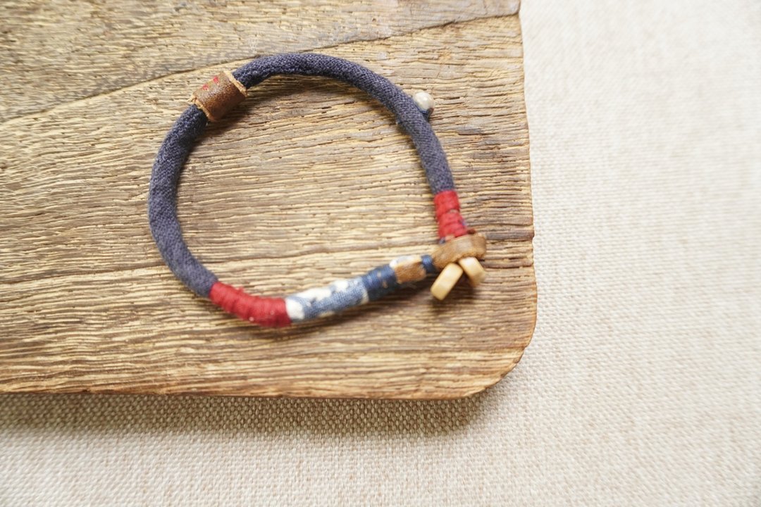 Kina - eco-handmade bracelet - 手链/手环 - 棉 蓝色