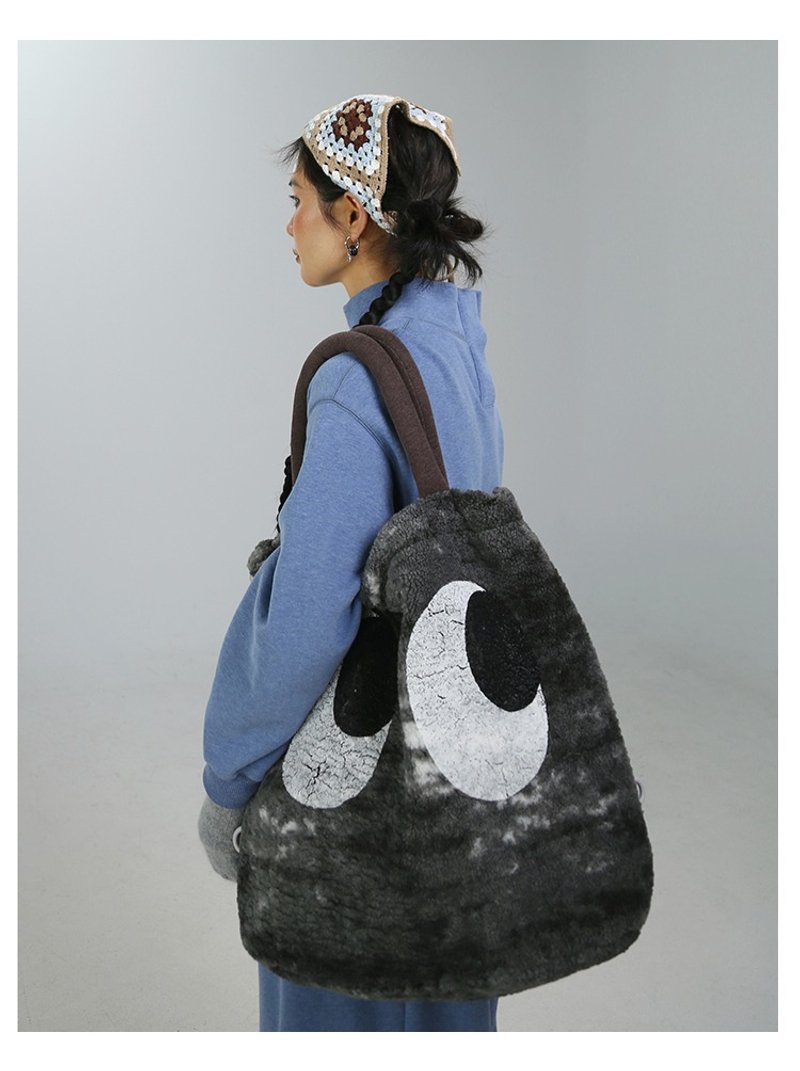 环保毛单肩包女高级感毛绒托特包 - 侧背包/斜挎包 - 其他材质 