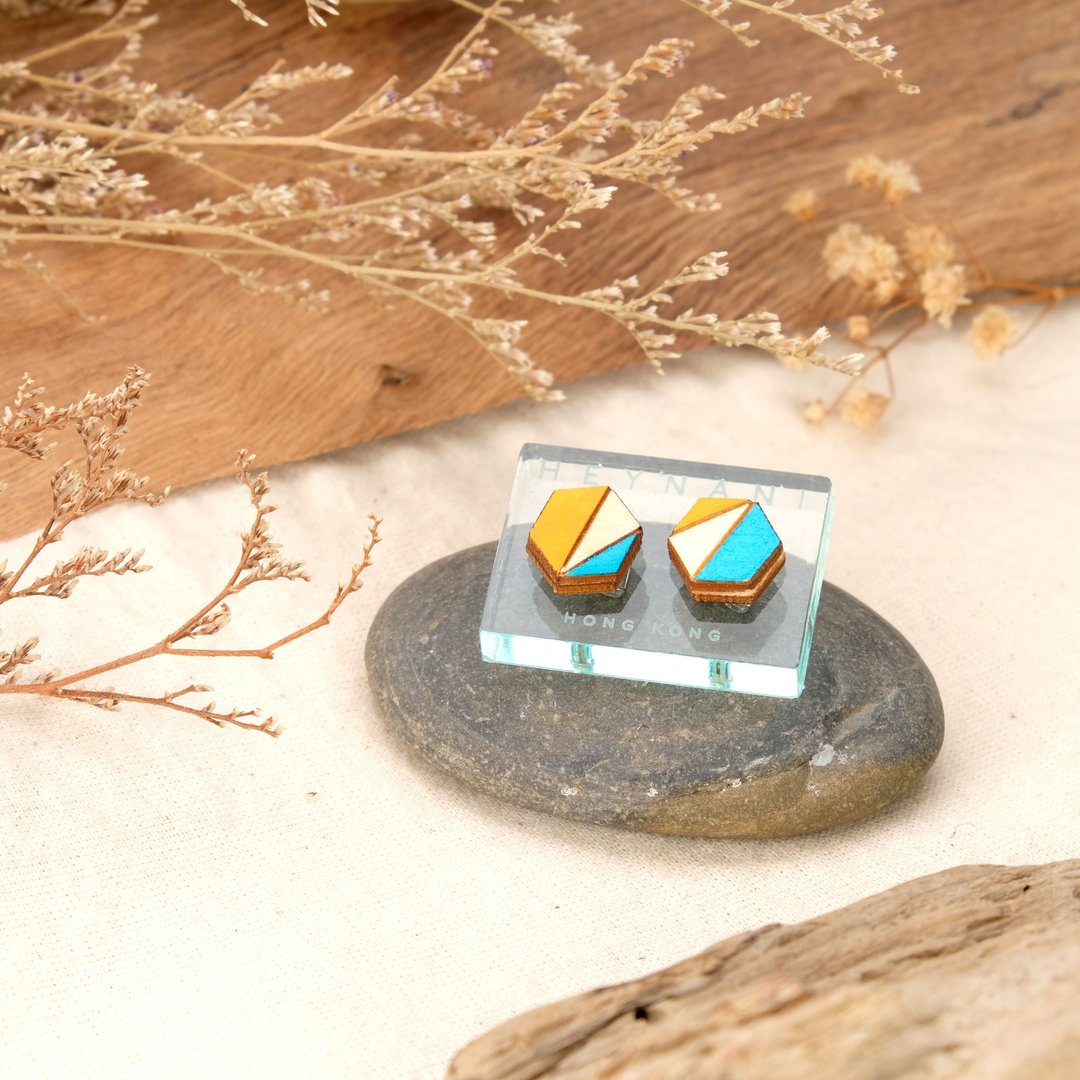 天然木耳环| 几何耳环|木耳环| 防过敏耳环|earrings (sold out) - 耳环/耳夹 - 木头 多色