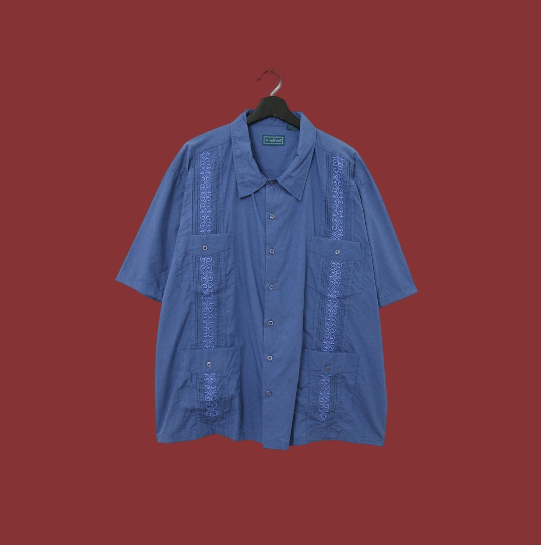 Back to Green- 古巴刺绣衬衫 cb-12 vintage shirt - 男装衬衫 - 聚酯纤维 