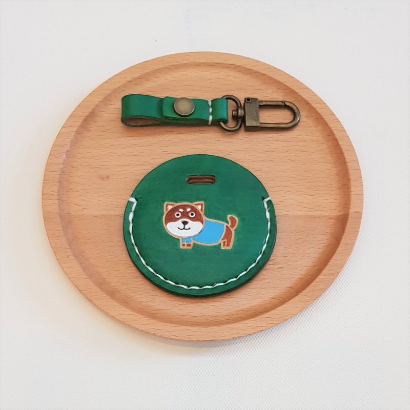 gogoro钥匙套_纯牛皮_狗狗_可打上英文名字 - 钥匙链/钥匙包 - 真皮 绿色