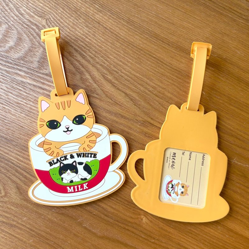 Meow 香港限定港式奶茶猫猫PVC行李牌-附手带 - 名片夹/名片盒 - 其他材质 咖啡色