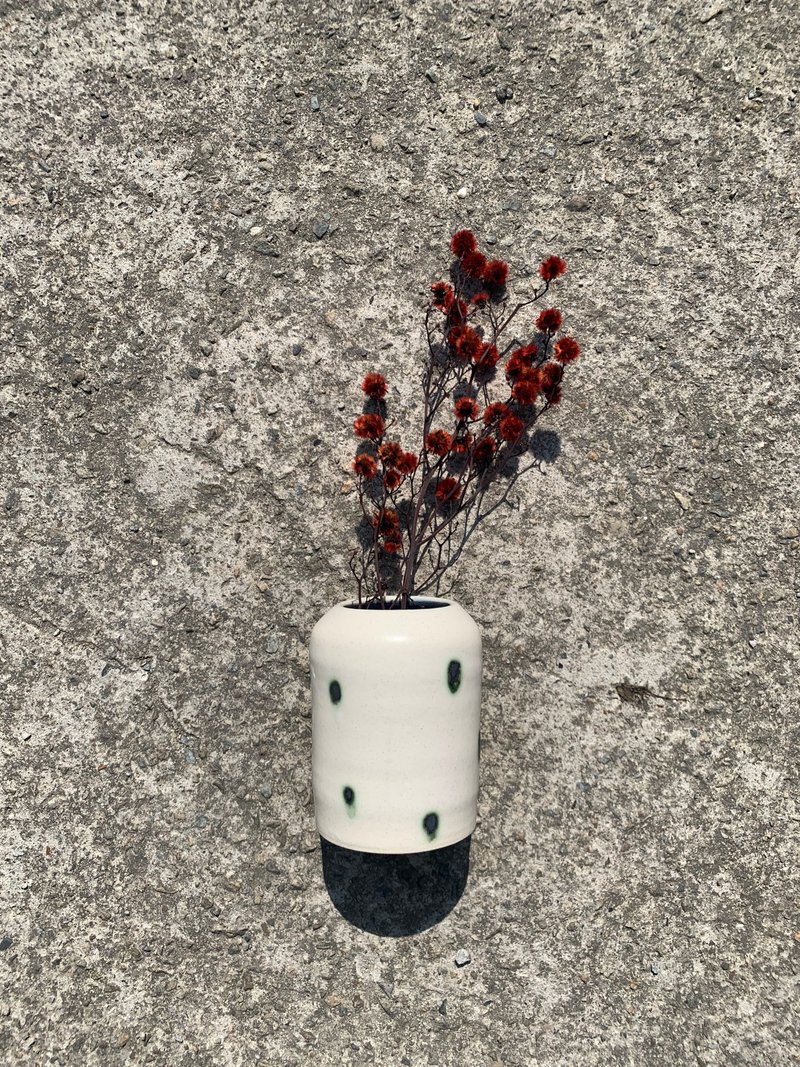 雾白绿点 - 花瓶/陶器 - 陶 