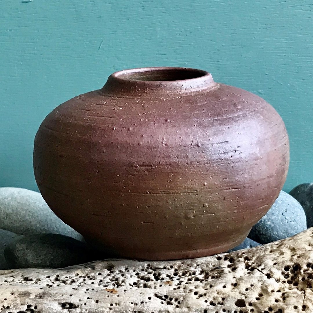 柴烧自然落灰陶瓶花器 花器 陶器 艺术品 摆饰 小花瓶 柴烧 - 花瓶/陶器 - 陶 咖啡色