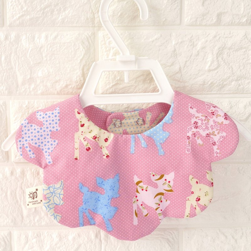 小鹿粉红云朵围兜-明unicorn 口水巾 弥月礼盒 满月礼 周岁 婴儿 - 满月礼盒 - 棉．麻 粉红色