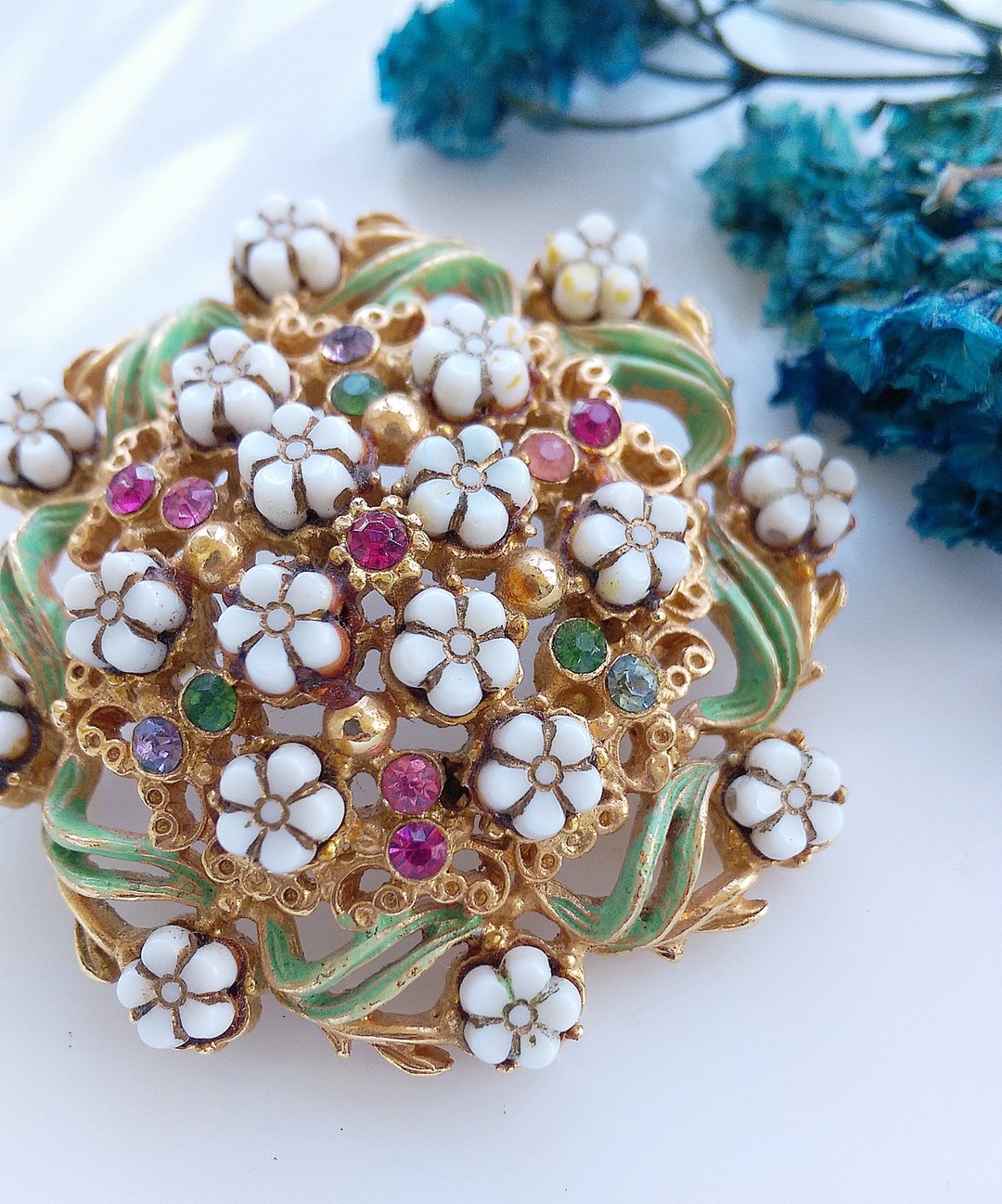Vintage Jewelry 西洋古董饰品 FLORENZA  浪漫繁星花朵 别针 - 耳环/耳夹 - 其他金属 金色