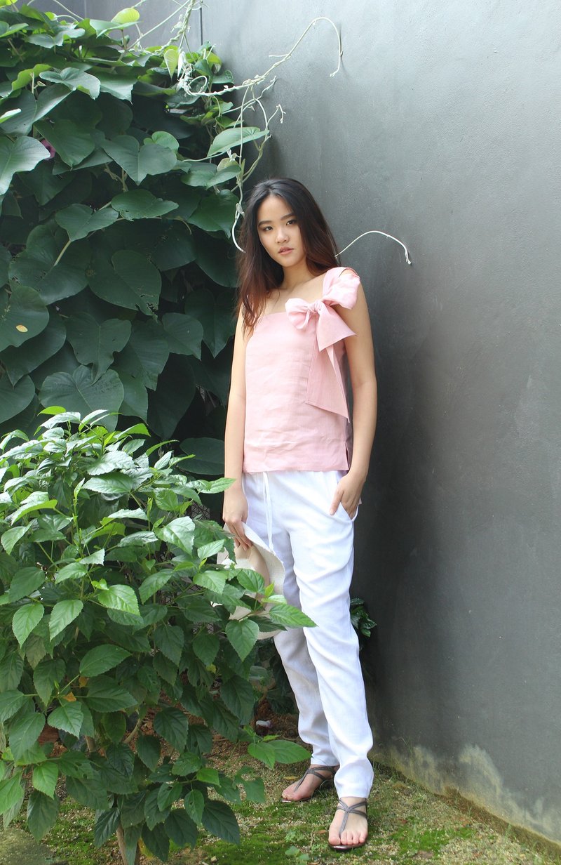 Made to order linen blouse / women linen top / women clothing /linen blouse E32T - 女装上衣 - 亚麻 粉红色