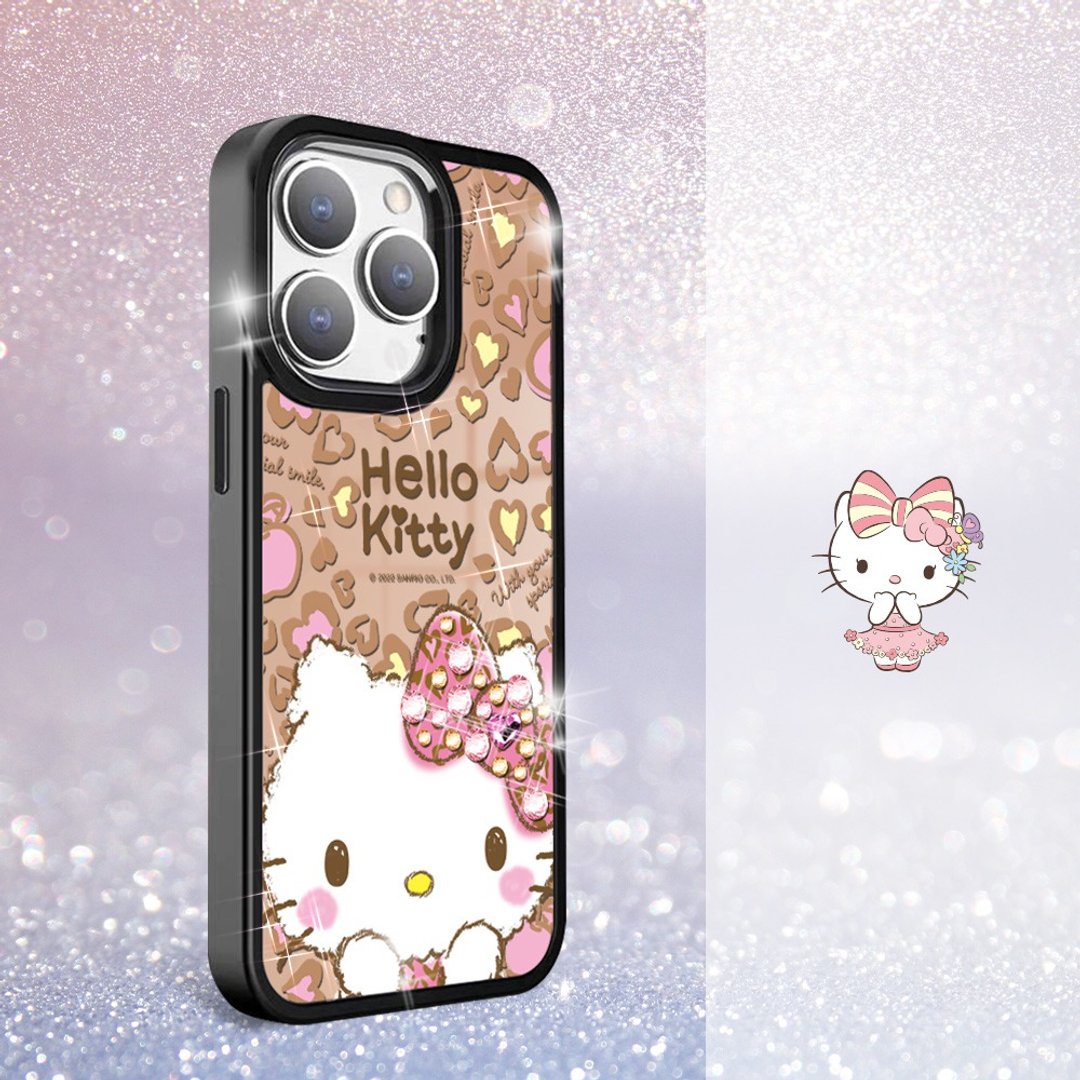 三丽鸥 iPhone 15 14 系列 防摔合金框镜面手机壳 - 豹纹凯蒂 - 手机壳/手机套 - 其他材质 多色