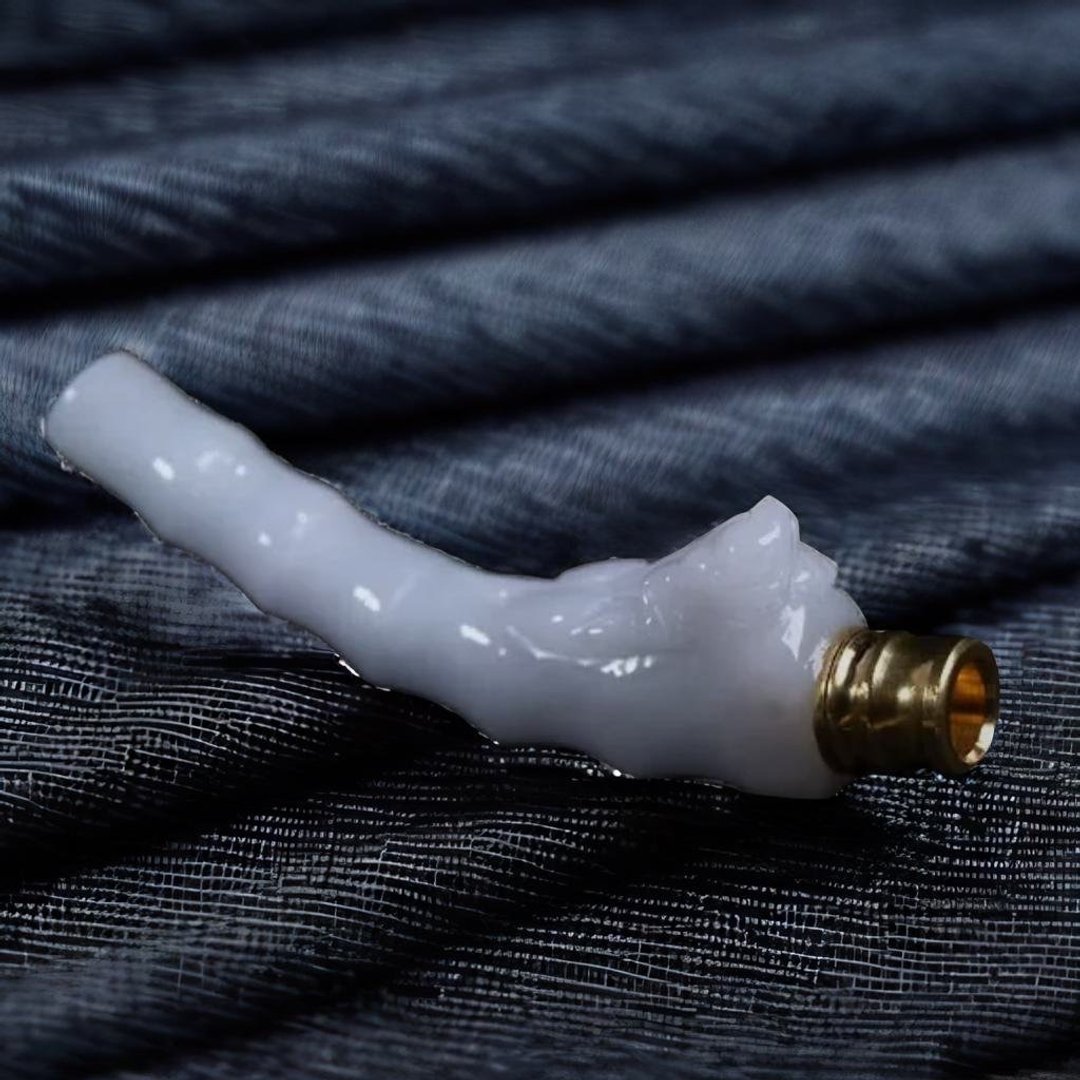 白翡翡翠烟斗 | 天然缅甸玉A货翡翠 | 送礼 - 金工/饰品 - 玉石 透明