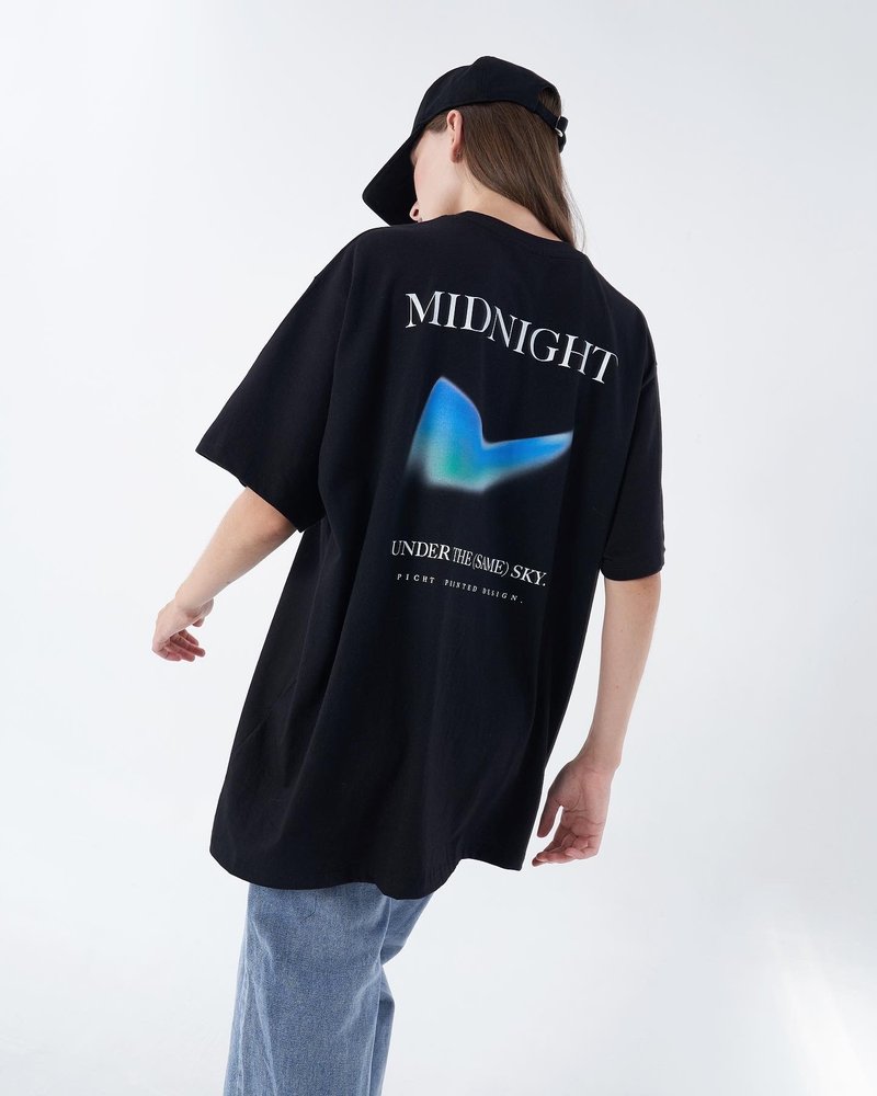 MIDNIGHT printer oversize tee - 其他 - 棉．麻 黑色
