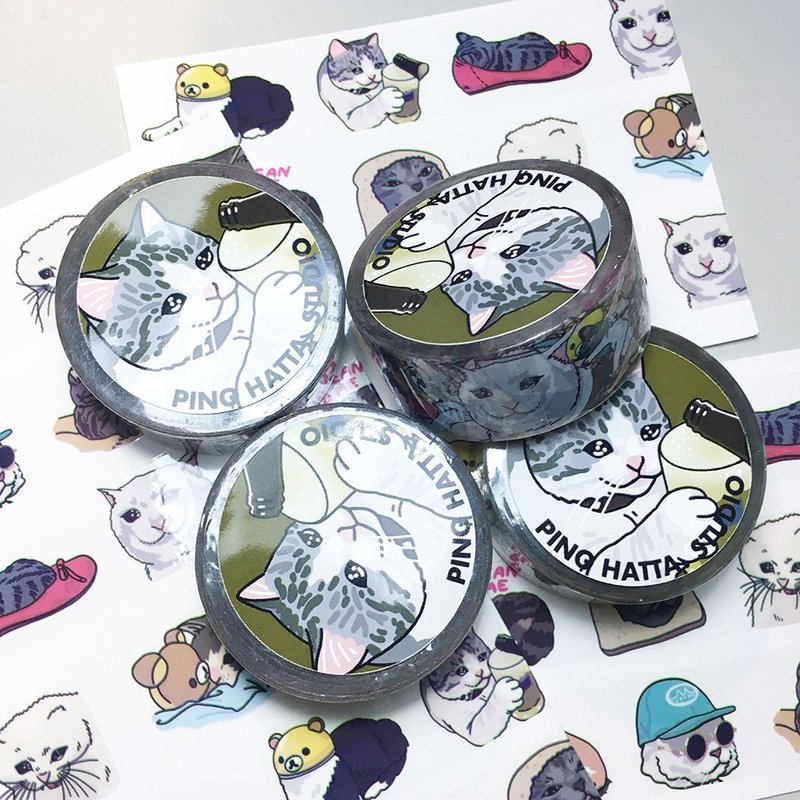 Clear Tape - Sad Cat Meme Masking Tape - 纸胶带 - 纸 