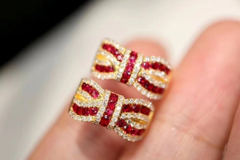 无烧红宝石0.6ct项链(蓝宝石.红宝石.碧玺.尖晶石.托帕石.祖母绿) - 耳环/耳夹 - 玉石 